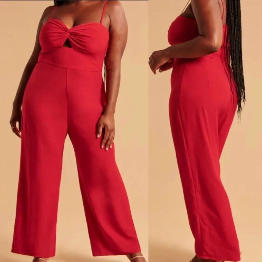 Abercrombie & Fitch A&F Red Twist Front Cutout Jumpsuit Size 3X NWT
